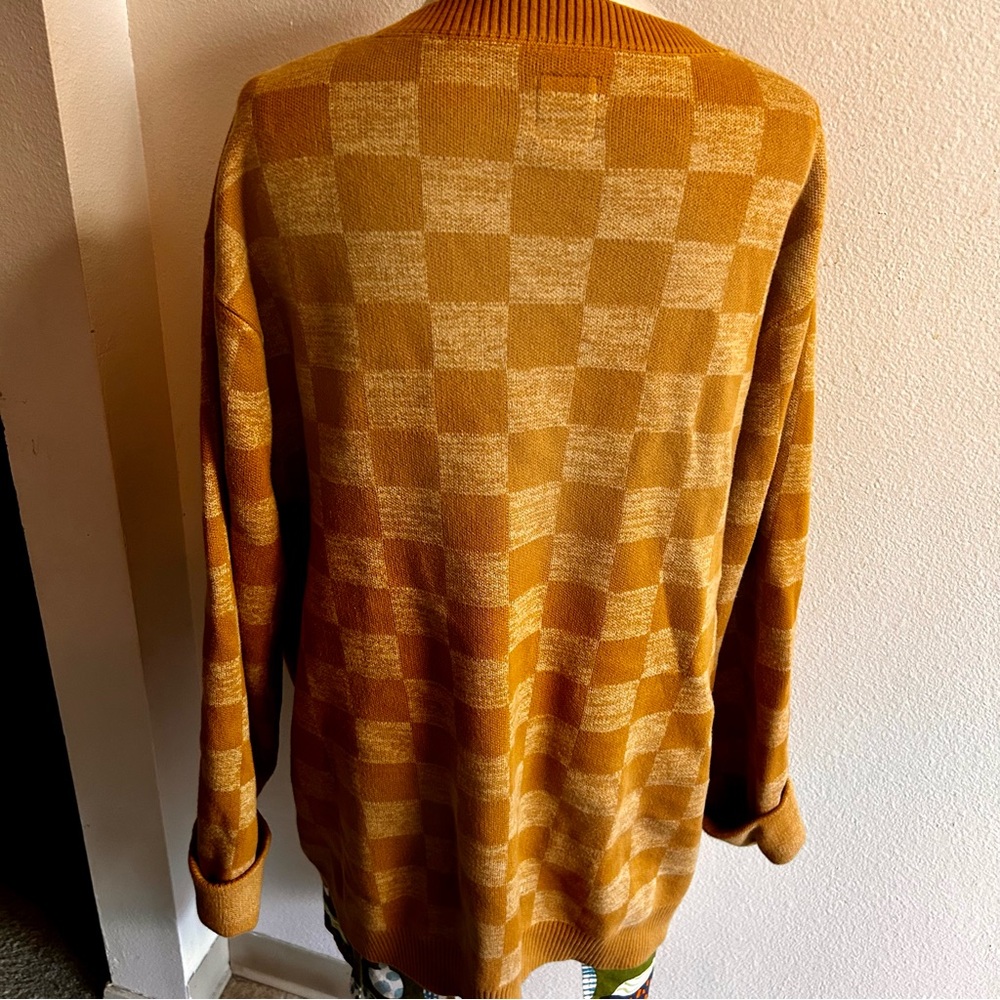 Vans Men's Mustard Yellow Checkered Cardigan Sweater sz XXL - Picture 4 of 5
